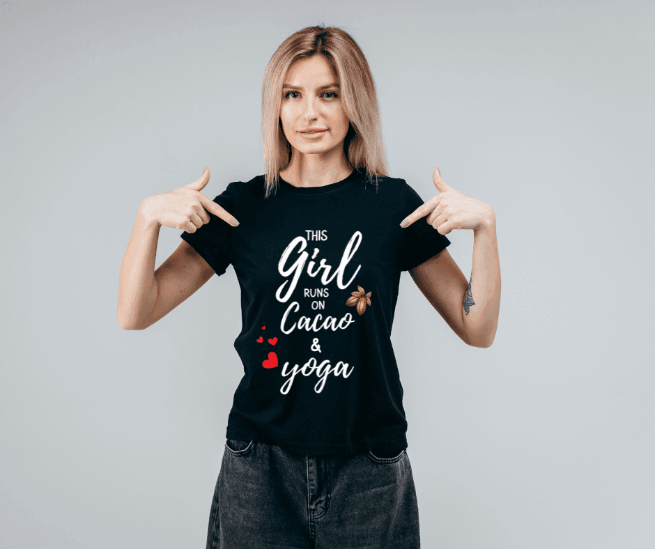 This girl runs on Cacao and Yoga T-Shirt Black